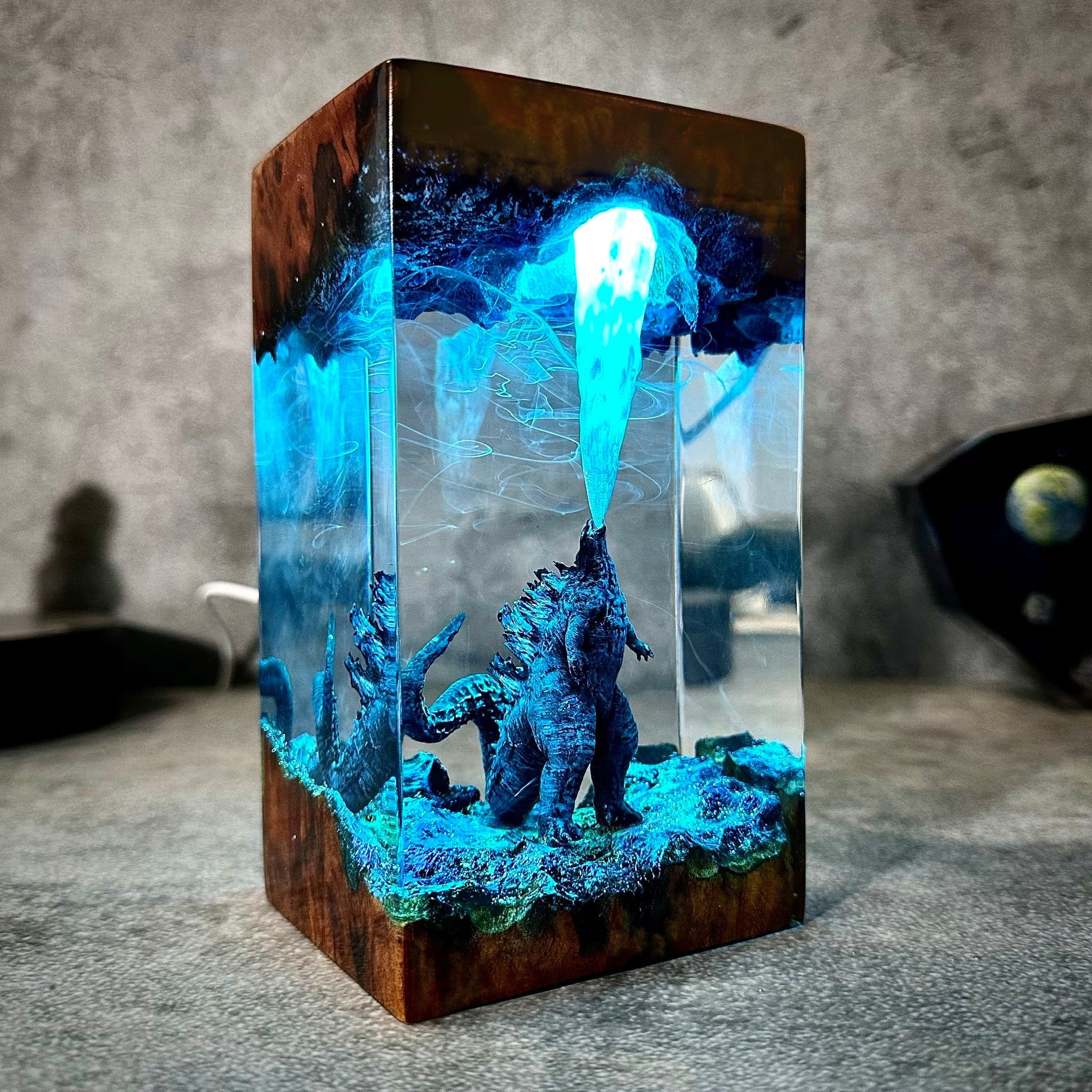 Gozilla In Honor Earth Resin lamp