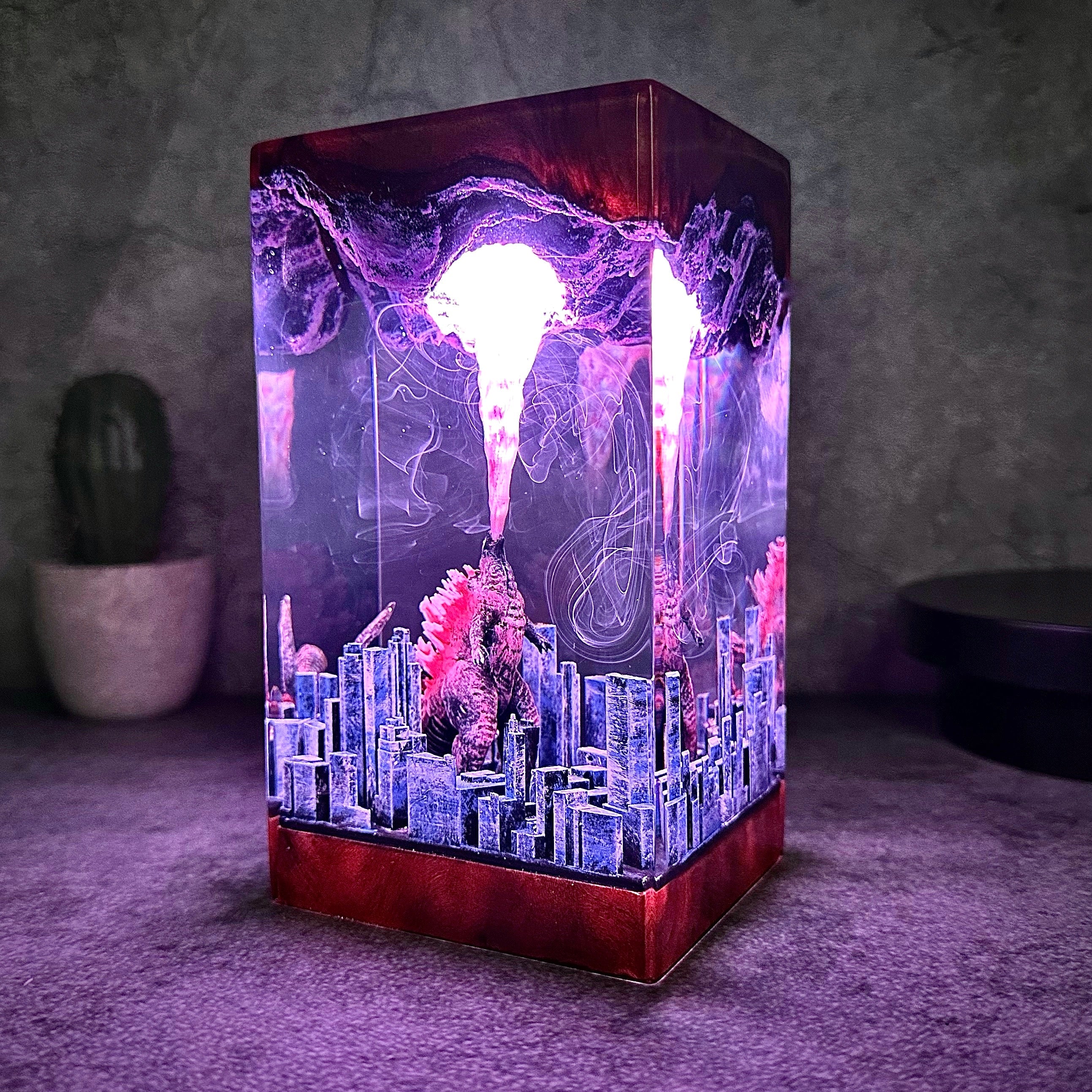 Gozilla Atomic breath city resin lamp