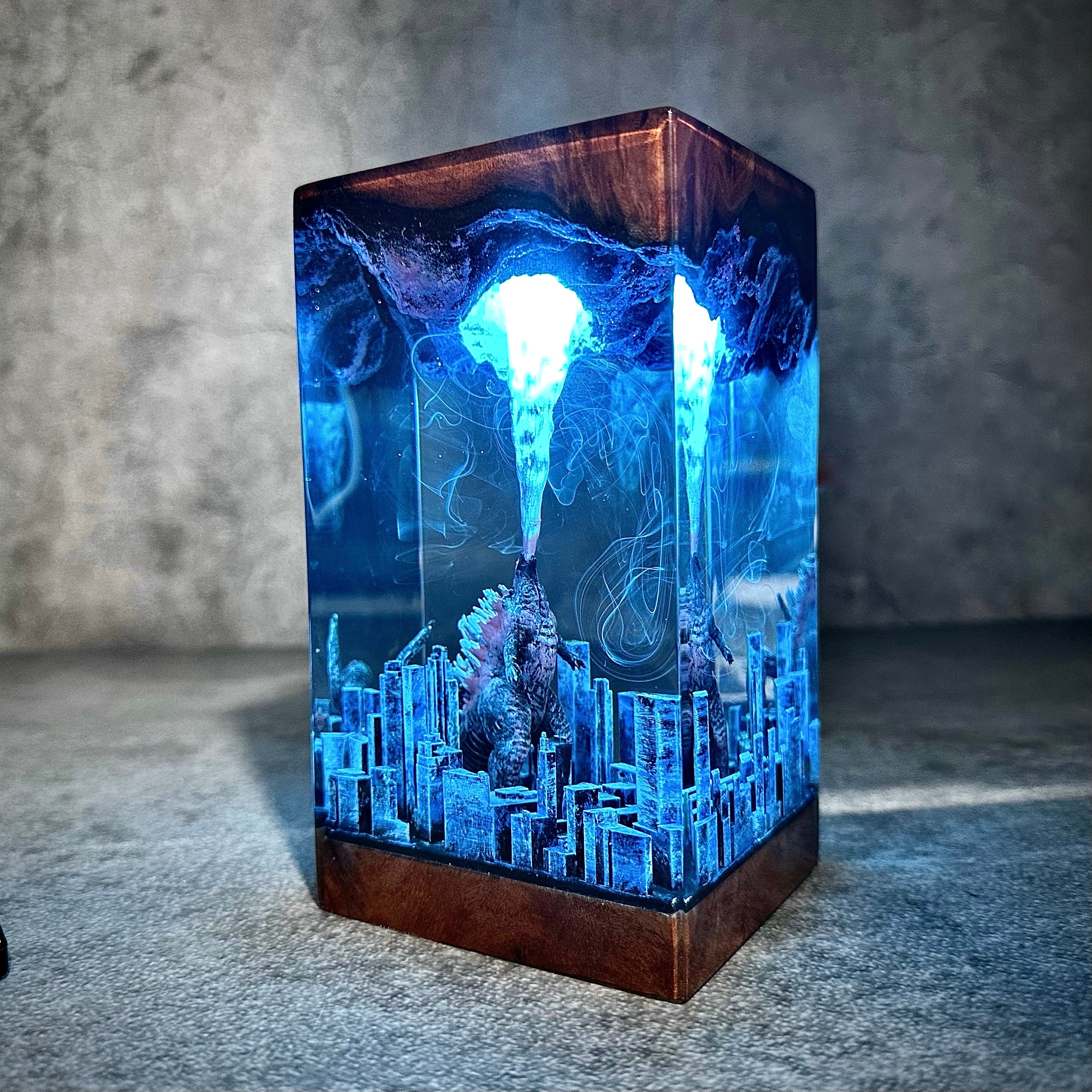 Gozilla Atomic breath city resin lamp